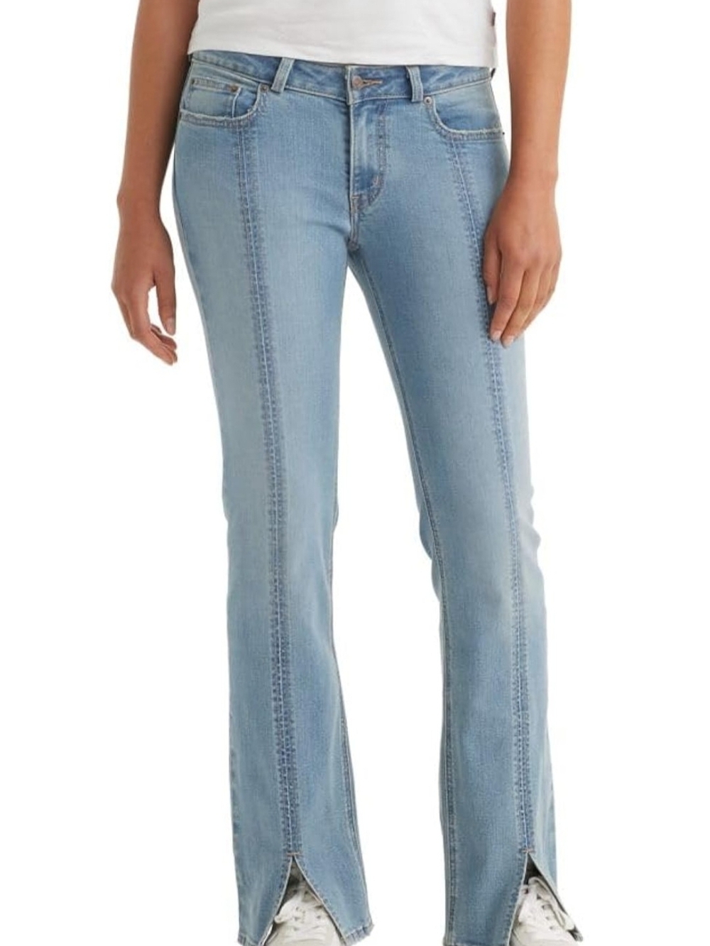 Levi's Low Rise Light Blue Boot-Cut Jeans with Front Split Hem